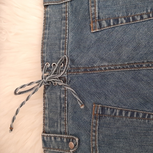 Vintage JLo Corset back Midi Length Cargo pocket Jean Skirt - Picture 4 of 6